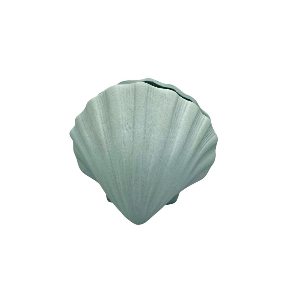 Shell-Shaped Ceramic Vase In Seafoam Green